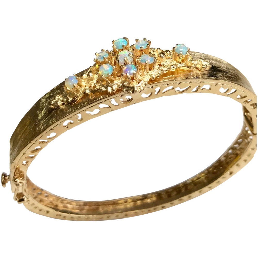 Vintage 14K Yellow Gold Opal Bangle WILL TRADE for another Gold Bracelet!